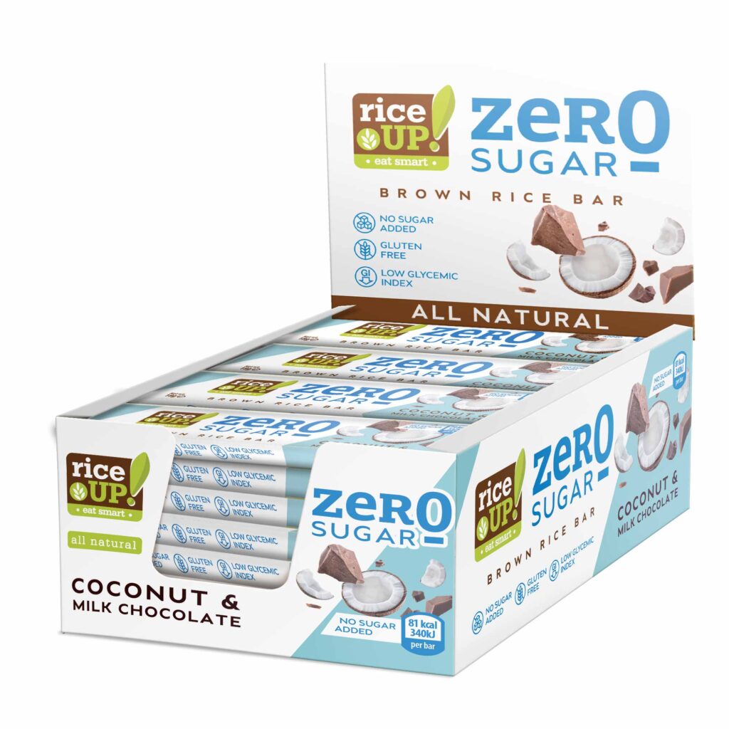 RiceUP! Zero Sugar Brown Rice Bar, Coconut And Milk Chocolate, 18g ...