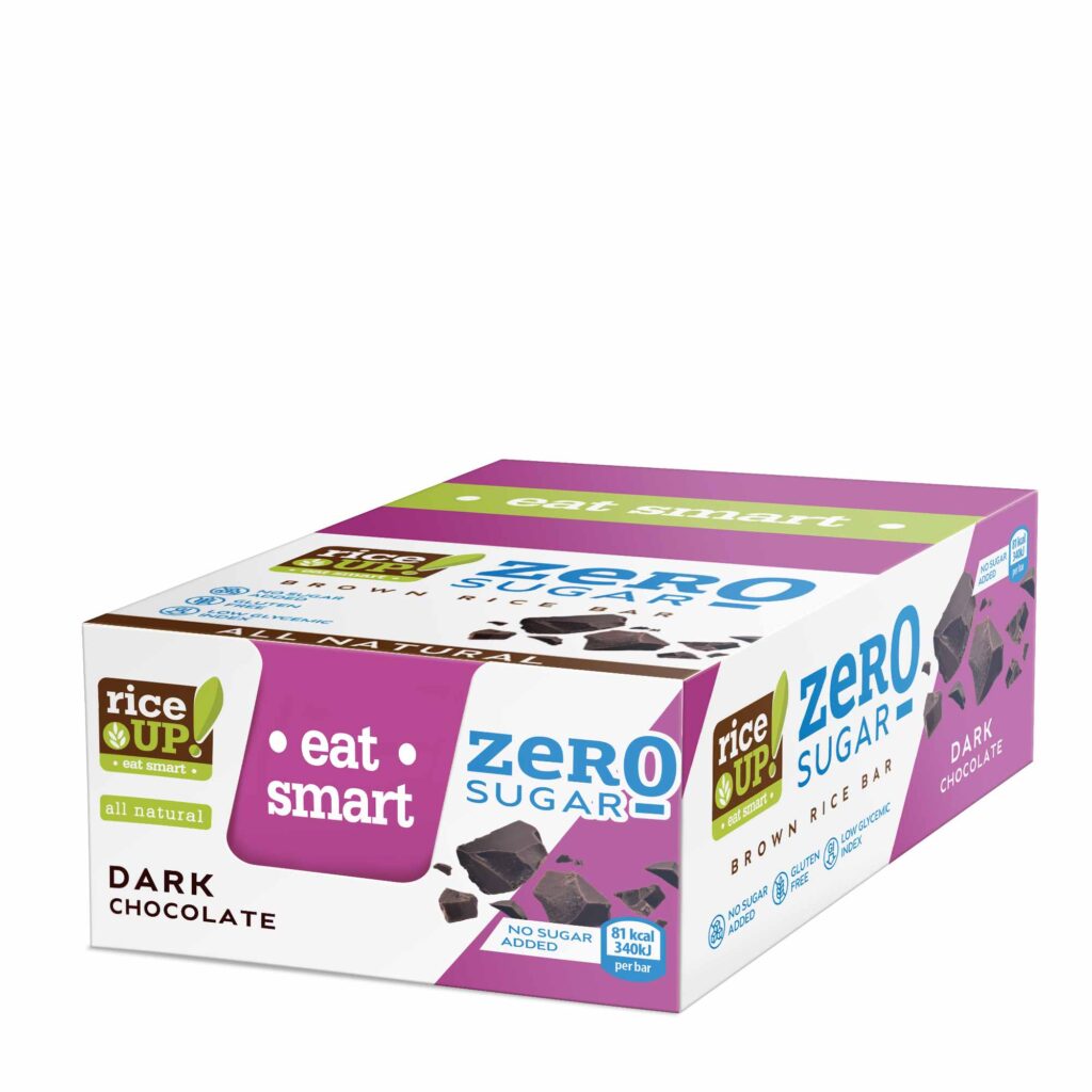 RiceUP! Zero Sugar Brown Rice Bar, Dark Chocolate, 18g - RiceUP!